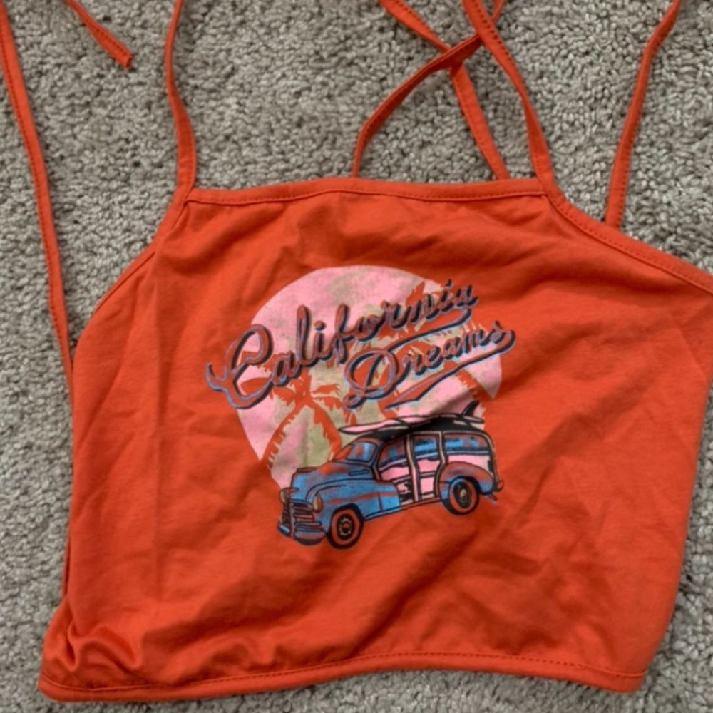 Orange lightweight crop top, California Dreams